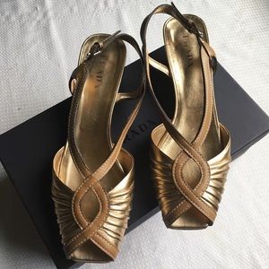 Gold Prada sandals